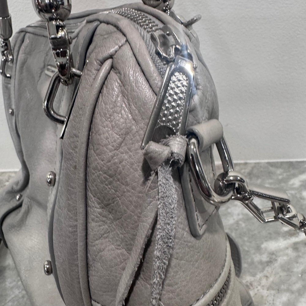 Rebecca Minkoff Regan Satchel Grey Pebbled Leather Silver Hardware Crossbody Bag - Picture 6 of 16